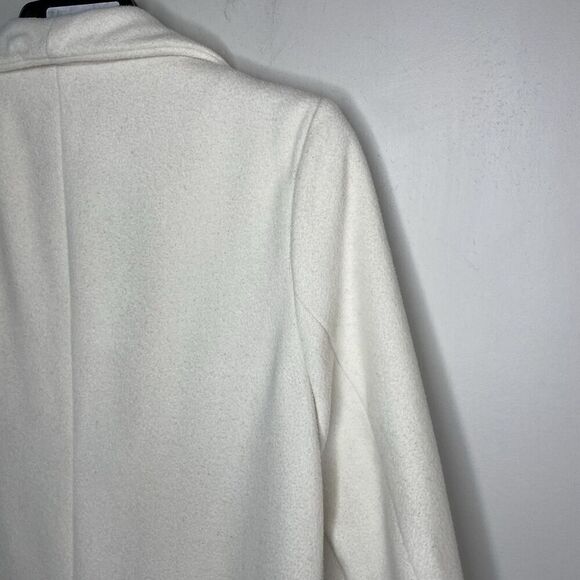 MILLY Fringe Coat Women Small Ivory Open Midi Lined Wool Blend - Picture 8 of 11